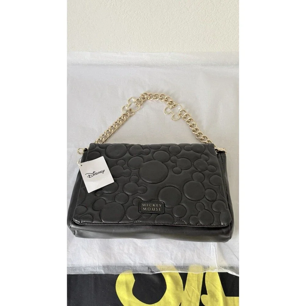 Disney x Primark Mickey Mouse Black Quilted Shoulder Crossbody Bag NWT